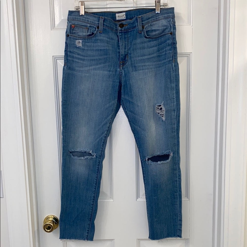 Hudson Ankle Krista Distressed Blue Jeans, size 31